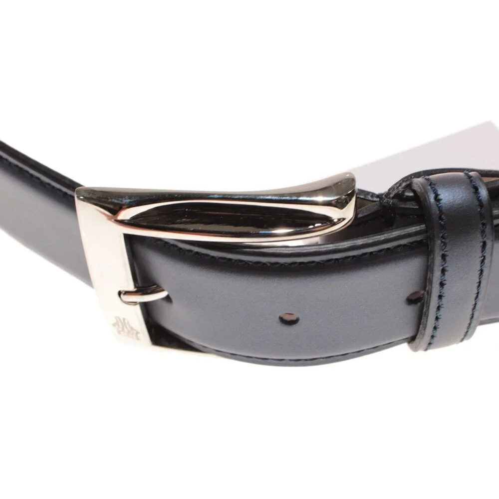 Di Bianco NWT Cut to Size Dress Belt In Solid Navy Blue Leather One Size
